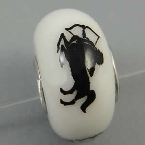 Hotfix Totem Silver Plating Core Lampwork Beads European, 7x14mm Hole:about 4.5mm, Sold by PC