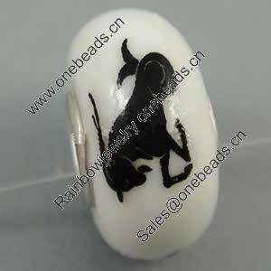 Hotfix Totem Silver Plating Core Lampwork Beads European, 7x14mm Hole:about 4.5mm, Sold by PC