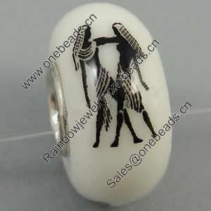 Hotfix Totem Silver Plating Core Lampwork Beads European, 7x14mm Hole:about 4.5mm, Sold by PC