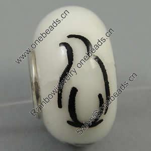 Hotfix Totem Silver Plating Core Lampwork Beads European, 7x14mm Hole:about 4.5mm, Sold by PC