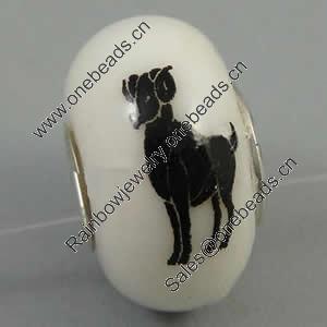 Hotfix Totem Silver Plating Core Lampwork Beads European, 7x14mm Hole:about 4.5mm, Sold by PC