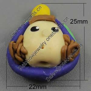 Fimo(Polymer Clay) Beads, 25x22x15mm, Hole:Approx 2mm, Sold by PC