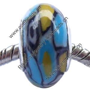European Polymer Clay Beads, with brass core, Rondelle, 9x15mm, Sold by PC
