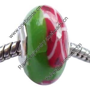 European Polymer Clay Beads, with 925 sterling silver core, Rondelle, 9x16mm, Sold by PC