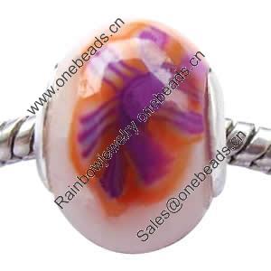 European Polymer Clay Beads, with 925 sterling silver core, Rondelle, 12x15mm, Sold by PC