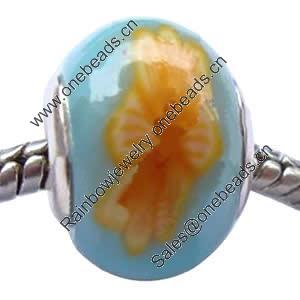 European Polymer Clay Beads, with 925 sterling silver core, Rondelle, 12x15mm, Sold by PC