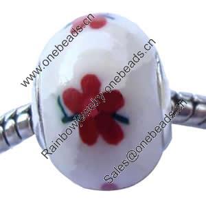 European Polymer Clay Beads, with 925 sterling silver core, Rondelle, 11x15mm, Sold by PC