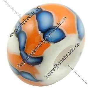 European Polymer Clay Beads, Rondelle, 10x6.5mm, Hole:Approx 4mm, Sold by PC