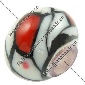 European Polymer Clay Beads, with brass core, Rondelle, 10x7mm, Hole:Approx 3mm, Sold by PC