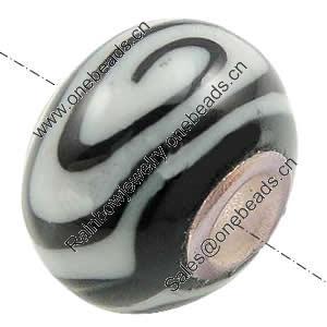 European Polymer Clay Beads, with 925 sterling silver core, Rondelle, 10x7mm, Hole:Approx 3mm, Sold by PC