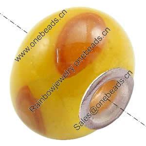 European Polymer Clay Beads, with 925 sterling silver core, Rondelle, 10x7mm, Hole:Approx 3mm, Sold by PC