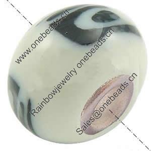 European Polymer Clay Beads, with 925 sterling silver core, Rondelle, 10x7mm, Hole:Approx 3mm, Sold by PC