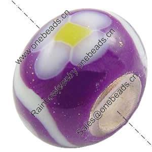 European Polymer Clay Beads, with 925 sterling silver core, Rondelle, 10x7mm, Hole:Approx 3mm, Sold by PC