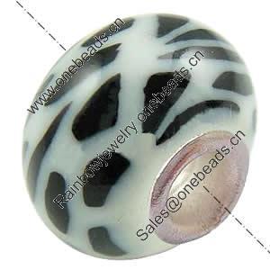 European Polymer Clay Beads, with 925 sterling silver core, Rondelle, 10x7mm, Hole:Approx 3mm, Sold by PC