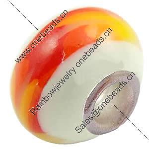 European Polymer Clay Beads, with 925 sterling silver core, Rondelle, 10x7mm, Hole:Approx 3mm, Sold by PC