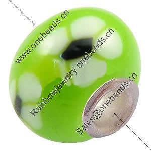 European Polymer Clay Beads, with 925 sterling silver core, Rondelle, 10x7mm, Hole:Approx 3mm, Sold by PC