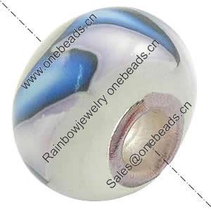 European Polymer Clay Beads, with 925 sterling silver core, Rondelle, 10x7mm, Hole:Approx 3mm, Sold by PC