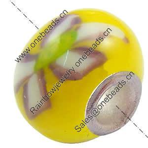 European Polymer Clay Beads, with brass core, Rondelle, 10x7mm, Hole:Approx 3mm, Sold by PC