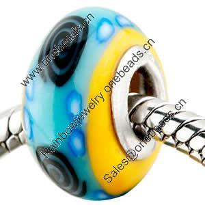 Polymer Clay Beads European, with brass core, Rondelle, 15x9mm, Hole:Approx 4-4.5mm, Sold by PC