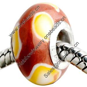 Polymer Clay Beads European, with brass core, Rondelle, 15x9mm, Hole:Approx 4-4.5mm, Sold by PC