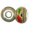 Polymer Clay Beads European, with brass core, Rondelle, 14.5x9.5mm, Hole:Approx 4-4.5mm, Sold by PC