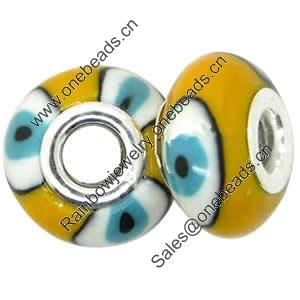 Polymer Clay Beads European, with brass core, 14.5x9.5mm, Hole:Approx 4-4.5mm, Sold by PC