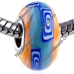 Polymer Clay Beads European, with brass core, Rondelle, 15x9mm, Hole:Approx 6mm, Sold by PC