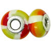 Polymer Clay Beads European, with brass core, Rondelle, 15x10mm, Hole:Approx 4-4.5mm, Sold by PC