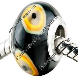 Polymer Clay Beads European, with brass core, Rondelle, 15x9mm, Hole:Approx 4-4.5mm, Sold by PC