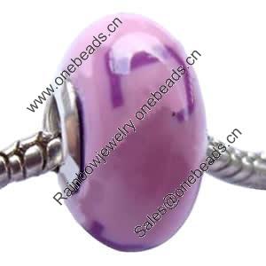 Fimo(Polymer Clay) Beads European, with 925 sterling silver core, Rondelle, 9x16mm, Sold by PC