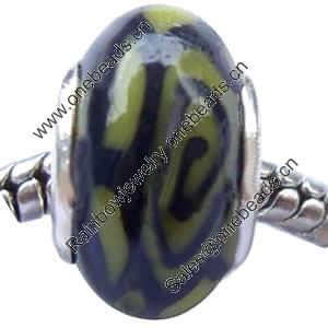 Fimo(Polymer Clay) Beads European, with 925 sterling silver core, Rondelle, 9x14mm, Sold by PC