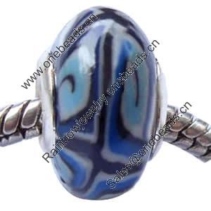 Fimo(Polymer Clay) Beads European, with 925 sterling silver core, Rondelle, 9x16mm, Sold by PC