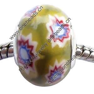 Fimo(Polymer Clay) Beads European, with brass core, Rondelle, 11x15mm , Sold by PC