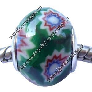 Fimo(Polymer Clay) Beads European, with 925 sterling silver core, Rondelle, 11x14mm, Sold by PC