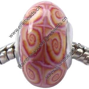 Fimo(Polymer Clay) Beads European, with 925 sterling silver core, Rondelle, 9x15mm, Sold by PC