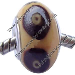 Fimo(Polymer Clay) Beads European, with brass core, Rondelle, 9x15mm, Sold by PC