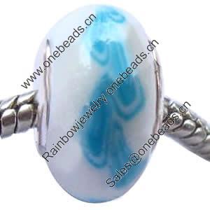 Fimo(Polymer Clay) Beads European, with 925 sterling silver core, Rondelle, 10x15mm, Sold by PC