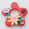 Pottery Clay Pendants/Earring charm, Flower 44mm, Sold by PC
