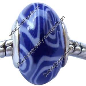 Fimo(Polymer Clay) Beads European, with 925 sterling silver core, Rondelle, 10x15mm, Sold by PC