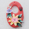 Pottery Clay Pendants/Earring charm, Flat Oval 30x50mm, Sold by PC