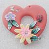 Pottery Clay Pendants/Earring charm, Heart 46x43mm, Sold by PC