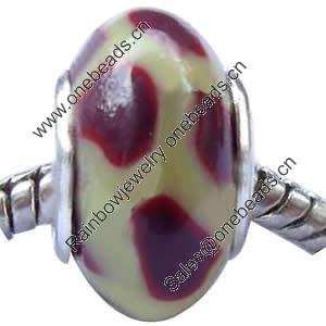 Fimo(Polymer Clay) Beads European, with 925 sterling silver core, Rondelle, 10x15mm, Sold by PC