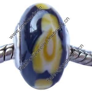 Fimo(Polymer Clay) Beads European, with brass core, Rondelle, 10x15mm, Sold by PC