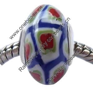 Fimo(Polymer Clay) Beads European, with 925 sterling silver core, Rondelle, 9x16mm, Sold by PC