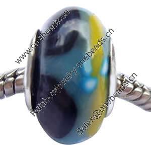 Fimo(Polymer Clay) Beads European, with 925 sterling silver core, Rondelle, 9x16mm, Sold by PC