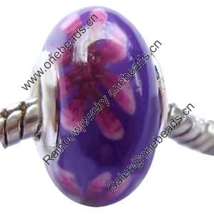 Fimo(Polymer Clay) Beads European, with 925 sterling silver core, Rondelle, 9x16mm, Sold by PC