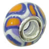 Fimo(Polymer Clay) Beads European, with 925 silver core, Rondelle, 15x9mm, Hole:Approx 4.5mm, Sold by PC