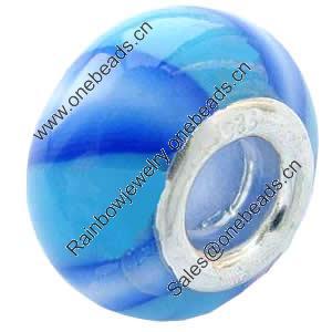 Fimo(Polymer Clay) Beads European, with 925 silver core, Rondelle, 15x9mm, Hole:Approx 5mm, Sold by PC