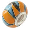 Fimo(Polymer Clay) Beads European, with 925 silver core, Rondelle, 15x9mm, Hole:Approx 5mm, Sold by PC