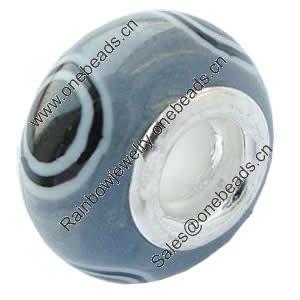 Fimo(Polymer Clay) Beads European, with 925 silver core, Rondelle, 15x9mm, Hole:Approx 5mm, Sold by PC